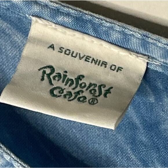 Vintage Rainforest Cafe Dress M Blue Embroidered Cottagecore Boho 90s Souvenir - Picture 3 of 8